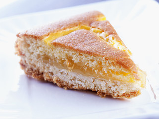 Lemon cake over white plate