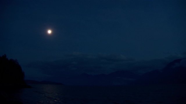 Time-lapse of the moon crossing the sky, British Columbia.