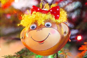 Smiling monkey christmas decoration