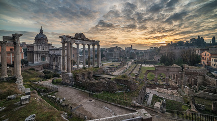 Naklejka na ściany i meble Rome, Italy: The Roman Forum in the sunrise