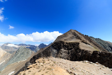 Mountain panorama with summit Kreuzspitze in the Hohe Tauern Alps, Austria