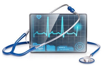 Medical tablet with ECG on screen