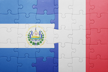 puzzle with the national flag of el salvador and france