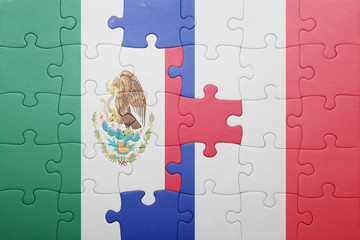 puzzle with the national flag of mexico and france