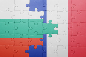 Fototapeta premium puzzle with the national flag of bulgaria and france
