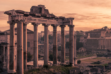 Rome, Italy:Temple of Saturn n the Roman Forum