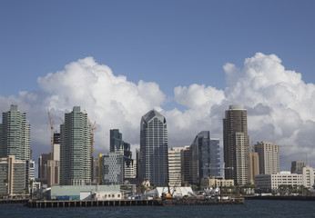 Fototapeta na wymiar San Diego California, Port of San Diego bay skyline.