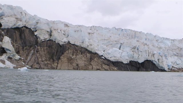 POV traveling shot of a glacier in Greenland. Slow Motion