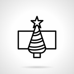 Christmas tree black simple line vector icon