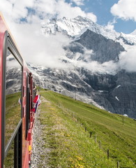 Trains in the Swiss mountains