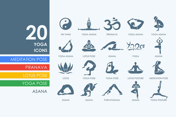 Set of yoga icons