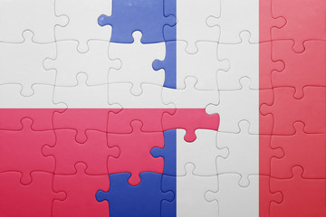 puzzle with the national flag of poland and france