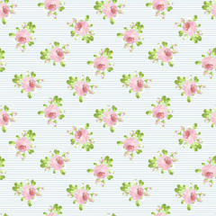 Pattern with pastel pink roses