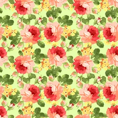 Tuinposter Vintage floral pattern with red roses © lovelava