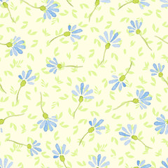 Seamless pattern with cornflowers