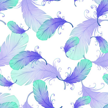Seamless pattern with bird feathers