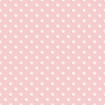 Seamless, Sweet Retro Polka-Dot Pattern, polka dot , baby shower background, pastel polka dot on pink background.