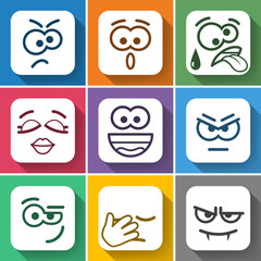 Set Flat Square Smiles with Rounded Corners