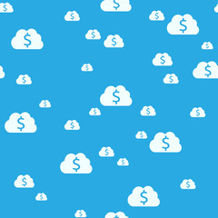 Seamless clouds with dollars