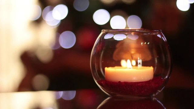 Christmas candle light on right