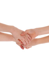 Two hands joining together.