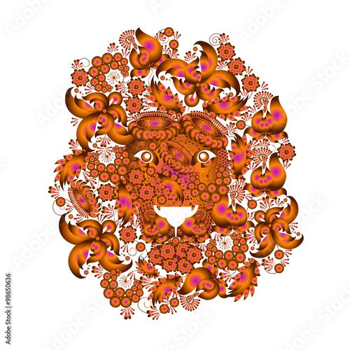 "Lion , which consists of the flowers ." Stock image and royalty-free