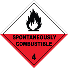 Spontaneously Combustine Substance Warning Sign, warning symbol, stock photo