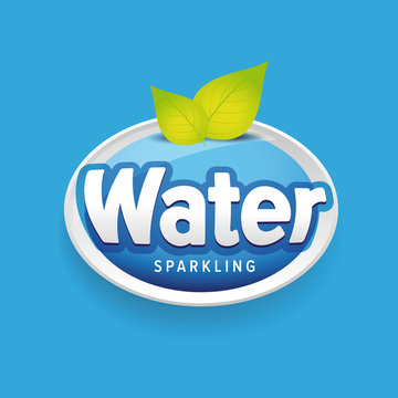 Drinking sparkling water label vector blue