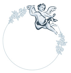 Round frame with Cupid