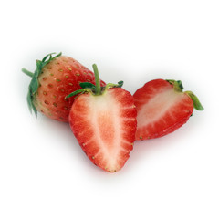 Fresh red ripe strawberries isolated on white