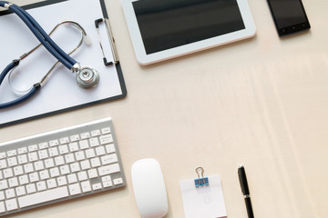 Stethoscope in doctors desk