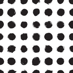 Seamless dot pattern. Hand painted circles. Ink illustration. Polka dot.