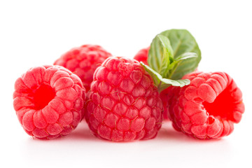 Raspberries with leaves