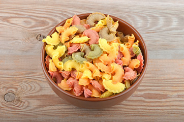 Wholegrain italian pasta in bowl