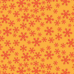 Red snow fake pattern on orange background vector illustration design for Merry Christmas and Happy New Year festival holiday.