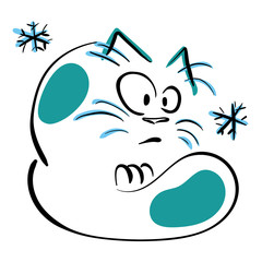 Frozen cat. Vector illustration.