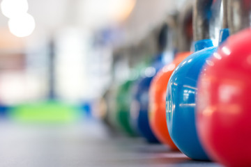 colorful kettle bell on table