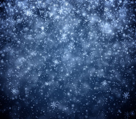 Frosty winter New Year's background, falling snowflakes