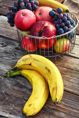 Ripe fruits in the iron basket