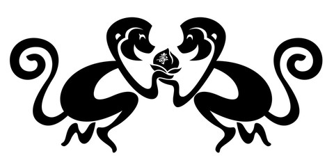 Chinese Zodiac - Monkey. Chinese New Year. Translation: Life. 