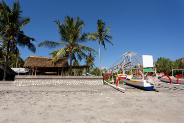 Catamaran on famous sandy Nusa Penida Crystal beach