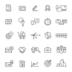 Icons for landing pages and online shops. Thin lines.