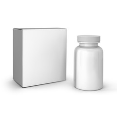 Template of white bottle and pack