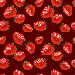 Seamless pattern with strawberry