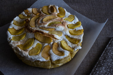 Apple cake with protein cream