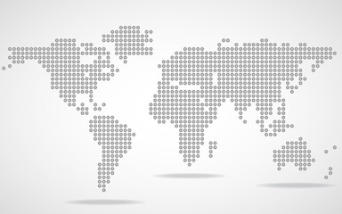 Fototapeta premium Abstract world map of round dots