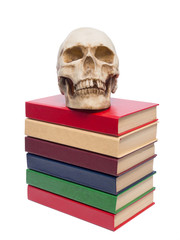 Skull of  person and  book.