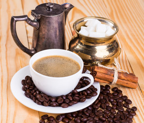 coffee cup and coffee beans