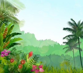 Fototapeta na wymiar Exotic tropical background beautiful