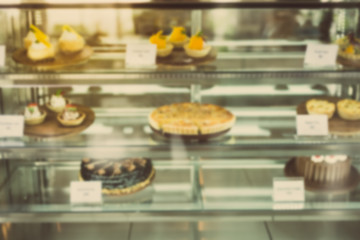 Blurred Bakeries in the mall and background bokeh.